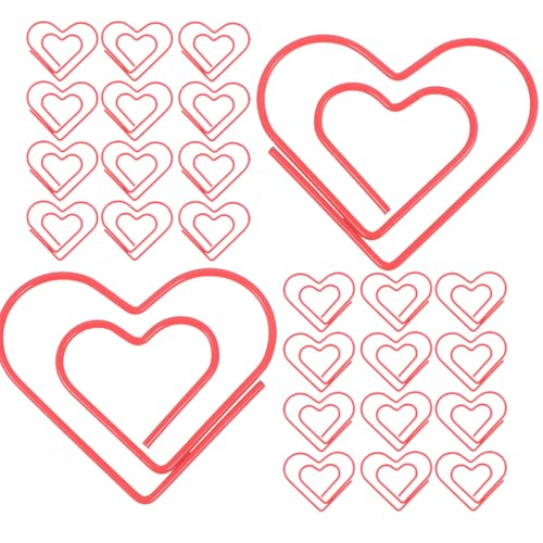 FUNOMOCYA 100 Stück Herzförmige Büroklammern Rote Metallclips Niedlich Handlich Tragbar Dekorativ für Büro Dokumentenorganisation Scrapbooking und DIY Projekte von FUNOMOCYA