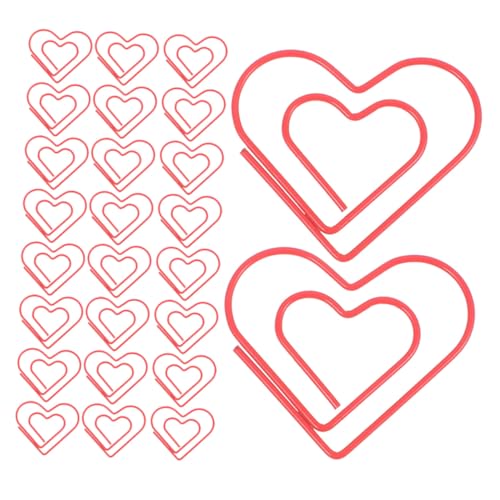 FUNOMOCYA 100 Stück Herzförmige Büroklammern Rote Metallclips Verspielte Papierhalter Für Bürojournale Scrapbooking DIY Projekte von FUNOMOCYA