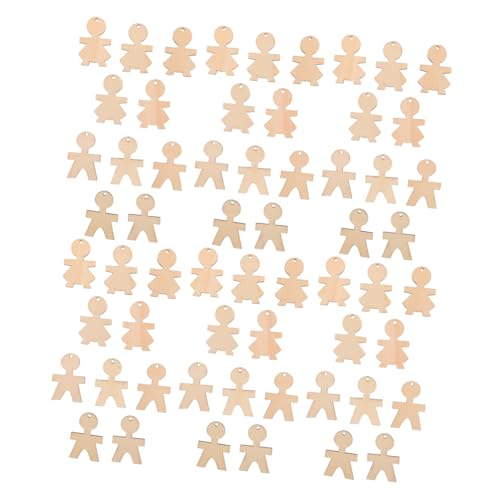 FUNOMOCYA 100 Stück Holzfiguren Jungen Mädchen Formen Holzscheiben zum Basteln DIY Kinderhandwerk Dekoration für Zuhause Party Kreative Holz Anhänger für Kunstprojekte von FUNOMOCYA