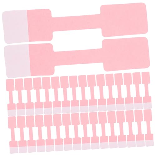 FUNOMOCYA 100 Stück Preisschilder für Schmuck Klebriges Etikett Schmuck Preisschilder Halskettenständer Schmucketikett Halter Schmuckzubehör beschreibbares Etikettenetikett Kraftpapier Rosa von FUNOMOCYA