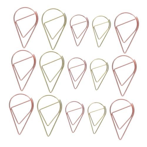 FUNOMOCYA 100 Stück Teiliges Metall Büroklammern Teardrop Form Kleine und Mittlere Gold und Roségold Vielseitige Papierclips für Büro Schule Basteln Lesezeichen und Dokumentenorganisation von FUNOMOCYA