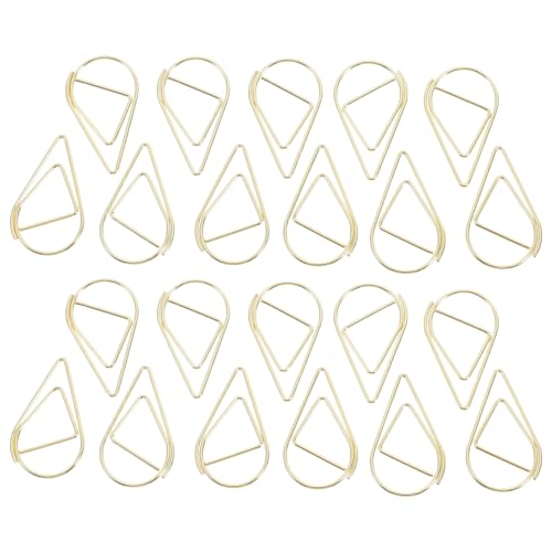 FUNOMOCYA 100 Stück Tropfenförmige Büroklammern aus Metall Kreative Dokumentenklammern für Fotos Notizen und Memos Mini Teardrop Klammern Gold von FUNOMOCYA