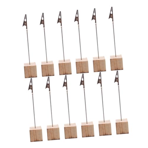 FUNOMOCYA 12 Stück Holz Memo Clip Halter mit Runder Basis Einfacher Kartenständer für Notizen Fotos und Menüs Stilvolle Tischdekoration für Büro und Zuhause von FUNOMOCYA