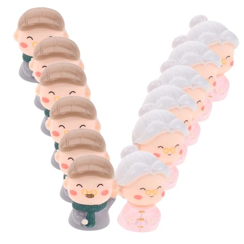 FUNOMOCYA 12 Stück Jubiläumskuchen -Ornamente Paarstatue ältere paarfiguren geburtstagstorte dekor Jubiläumskuchentopper Opa -Figuren Großeltern Figur Cartoon-Kuchen-Topper paar figur Harz von FUNOMOCYA
