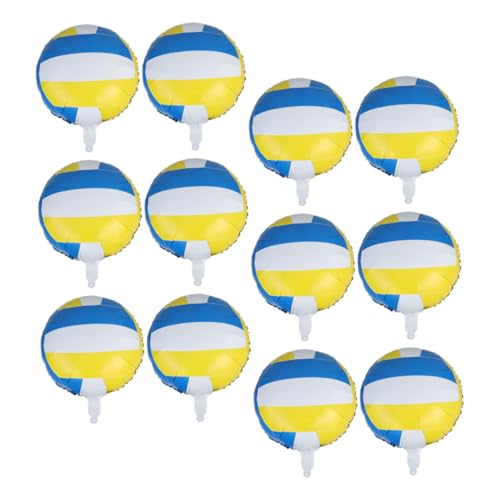 FUNOMOCYA 12 Stück Teiliges Aluminiumfolie Volleyballballon Volleyball Mottoparty Dekoration Kindergeburtstag Sportliche Party Zubehör Gelb Blau von FUNOMOCYA