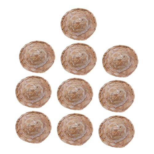 FUNOMOCYA 12 Stück Teiliges Mini Strohhüte Handgefertigt Geflochtene Doll Cap Puppenhut DIY Bastelmaterial für Puppen Dekoration von FUNOMOCYA