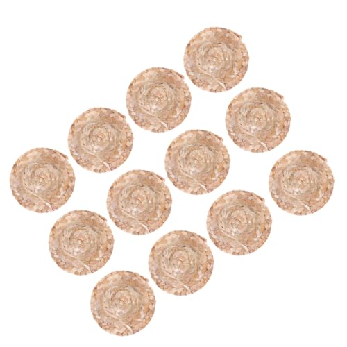 FUNOMOCYA 12 Stück Teiliges Mini Strohhüte Handgewebt Krempe DIY Puppenhut Bastelmaterial für Puppenköpfe Farbenfrohe Mini Hüte zum Basteln und Dekorieren von FUNOMOCYA