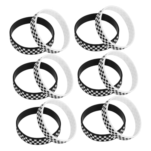 FUNOMOCYA 12 Stück Teiliges Silikonarmband mit Kariertem Muster Flexible Partyarmbänder für Sportveranstaltungen Wristbands als Event Dekoration und von FUNOMOCYA