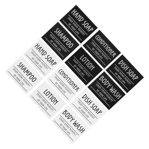 FUNOMOCYA 12 Stück Teiliges Wasserdichter Badezimmer Etiketten aus Langlebigem Klebematerial Vielseitig für Glas und Plastikflaschen zum Organisieren von Seife Lotion Shampoo und FUNOMOCYA 12 Stück Teiliges Wasserdichter Badezimmer Etiketten aus Langlebigem Klebematerial Vielseitig für Glas und Plastikflaschen zum Organisieren von Seife Lotion Shampoo und von FUNOMOCYA