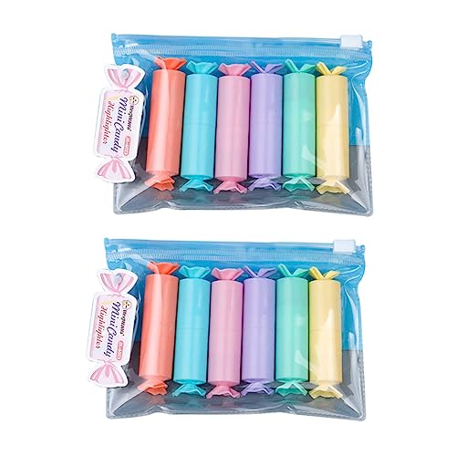 FUNOMOCYA 12 Stück Tragbare Fluoreszierende Stifte Süßigkeitenform Hochpigmentierte Marker für Zeichnungen Notizen Journaling und Scrapbooking für Schule und Büro von FUNOMOCYA