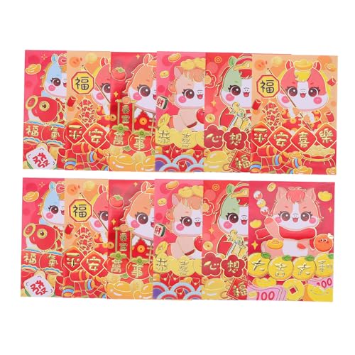 FUNOMOCYA 120 Stück Chinesische Rote Umschläge Pferdejahr mit Cartoon Taschen für Frühlingsfest Geburtstag Hochzeit Traditionell und Modern Gestaltet Vielseitig Einsetzbar von FUNOMOCYA