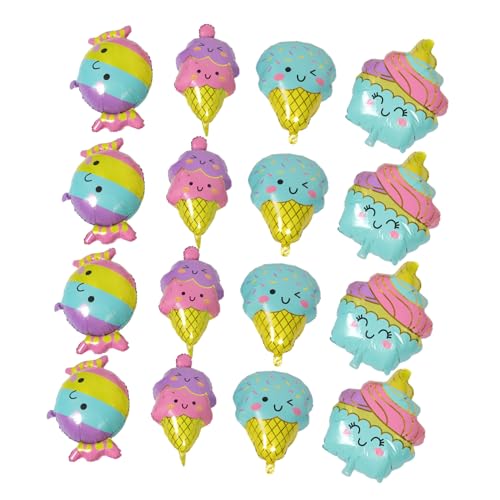 FUNOMOCYA 16 Stück Süßigkeiten Aluminiumfolienballon Kinderpartyballons Eistonbonbonon Süße Süßigkeitenballons Lutscher-luftballons Makkaronfolie Süßigkeitenballons Lutscher-folienballons von FUNOMOCYA