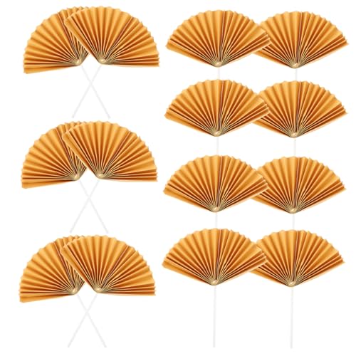FUNOMOCYA 16 Stück Teiliges Cupcake Picks Fächer Topper für Hochzeit und Geburtstag Dekorative Kuchenstecker für Feiern Tolle Deko für Torten und Muffins von FUNOMOCYA