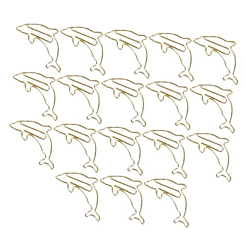 FUNOMOCYA 18 Stück Teiliges Goldene Delfin Papierklammern Kreative Metall Büroklammern für Schule Büro und Zuhause Hochwertige Dekorative und Praktische Büroklammern für Dokumente und Fotos von FUNOMOCYA