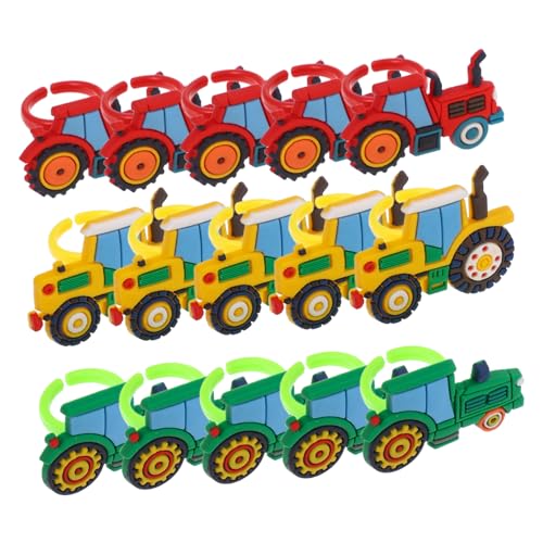 FUNOMOCYA 18 Stück Teiliges Kinderbauernhof Ringe aus Kunststoff Bunte Farmfahrzeug Schmuck für Mädchen Sichere Party mitgebsel und Preise zur Erntesaison Langlebig und Kindgerecht von FUNOMOCYA