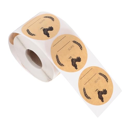FUNOMOCYA 1Rolle Runde Selbstklebende Hühnerei Etiketten aus Kraftpapier Beschreibbare Aufkleber für Eierkartons und Einmachgläser für Verpackung von FUNOMOCYA