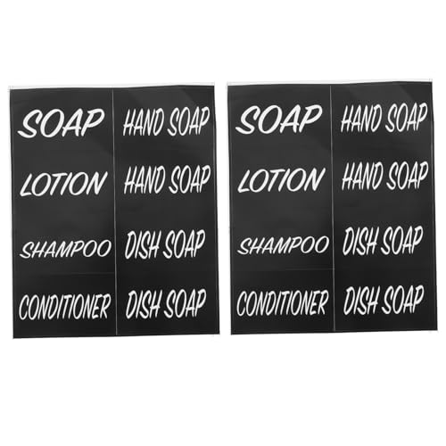 FUNOMOCYA 2 Blatt Wasserfeste Etiketten für Flaschen Aufkleber für Shampoo Conditioner und Weitere Reinigungsmittel zur Organisation von Badezimmer und Küche Einfach Anzubringen Entfernen von FUNOMOCYA