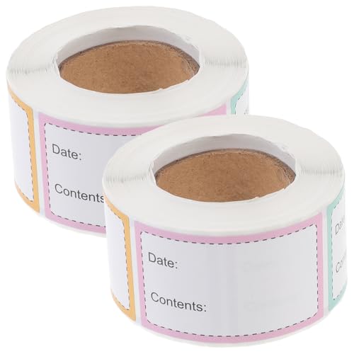 FUNOMOCYA 2 Rollen Dateiidentifikationsaufkleber kühlschrank organisation kühlschrankorganiser Etikett mit Glasaufklebern Glasetiketten Essen vorratsdosen lebensmittel Büroetikett Papier von FUNOMOCYA