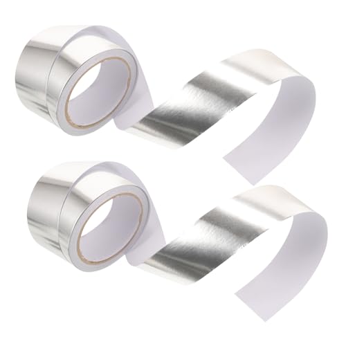 FUNOMOCYA 2 Rollen Folienband Isolierband Aus Aluminiumfolie Hochtemperaturband Klebeband Hochleistungsband Aus Aluminiumfolie Silver von FUNOMOCYA