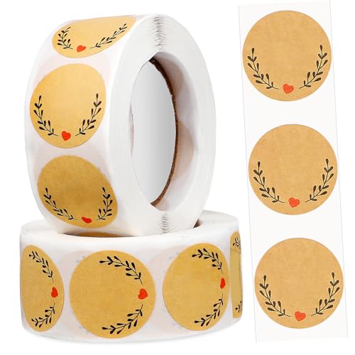 FUNOMOCYA 2 Rollen Runde Kraftpapier Aufkleber Sticker Rolle Selbstklebende Etiketten für Backwaren Einmachgläser und Handgemachtes mit von FUNOMOCYA