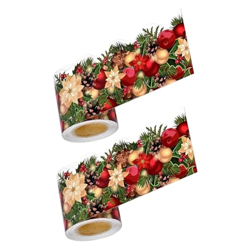 FUNOMOCYA 2 Rollen Weihnachtstafel Ränder Winter Pinnwand Ränder Weihnachts Klassenzimmer Aufkleber Feiertags Kreidetafel Dekorationen Weihnachts Kreidetafel Dekorationen von FUNOMOCYA