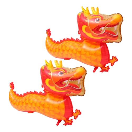 FUNOMOCYA 2 Stück Chinesische Drachen Luftballons Neujahrsdeko Party Ornamente Leuchtend Orange Vielseitig Indoor Outdoor Dekoration für Frühlingsfest und Familienfeier von FUNOMOCYA