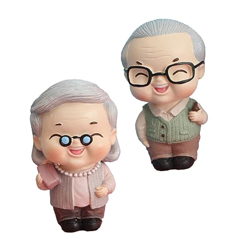 FUNOMOCYA 2 Stück Geburtstagskuchen Dekoration Niedliche Opa und Oma Figuren Dessert Ornament für Kreative Kuchendekoration für Geburtstagsfeiern und Heimbacken von FUNOMOCYA