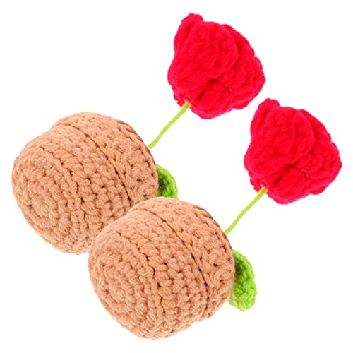 FUNOMOCYA 2 Stück Häkelblumen Topfpflanze Dekoration mit Künstlichen für Büro Zuhause Handgefertigt Farbenfrohes Tischdekor Dekorative Pflanzen von FUNOMOCYA