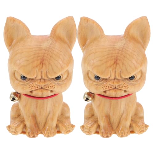 FUNOMOCYA 2 Stück Holz Bulldoggen Skulptur Handgefertigte Holzfigur für Schreibtisch Auto Naturholz Deko Tierornament mit Feiner Handwerkskunst als für FUNOMOCYA 2 Stück Holz Bulldoggen Skulptur Handgefertigte Holzfigur für Schreibtisch Auto Naturholz Deko Tierornament mit Feiner Handwerkskunst als für von FUNOMOCYA