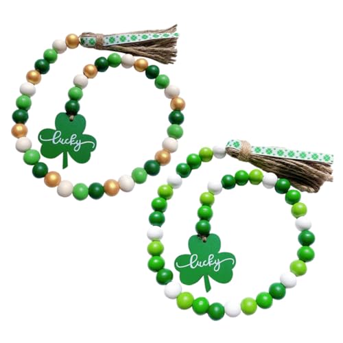 FUNOMOCYA 2 Stück Holzperlen für Patrick's Day Bead Dekoration mit Quasten Rustikale Wandhängung für Fröhliche Festtagsatmosphäre von FUNOMOCYA