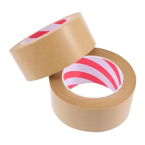 FUNOMOCYA 2 Stück Kraftpapier Klebeband Hochwertiges DIY Verpackungsband Lichtbraun für Handwerkliche Projekte und Rahmenversiegelung von FUNOMOCYA