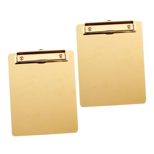 FUNOMOCYA 2 Stück Metall Klemmbrett Edelstahl Goldfarbig Robustes Schreibbrett Bürobedarf Dokumentenhalter Organisator für Zeichnungen und Notizen FUNOMOCYA 2 Stück Metall Klemmbrett Edelstahl Goldfarbig Robustes Schreibbrett Bürobedarf Dokumentenhalter Organisator für Zeichnungen und Notizen von FUNOMOCYA