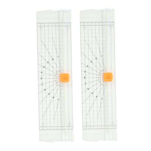 FUNOMOCYA 2 Stück Papierschneider mit Faltbarem Lineal Mobiler Präzisions Schneidegerät für Scrapbooking und Bastelprojekte Sicherer Mini Papierschneider für Büro Schule und Zuhause Weiß von FUNOMOCYA