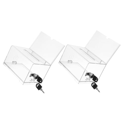 FUNOMOCYA 2 Stück Teiliges Acryl Visitenkartenbox Transparent Großer Kartenspeicher mit Metallelementen Vielseitig Einsetzbar für Büro Veranstaltung Praktische Aufbewahrung für von FUNOMOCYA