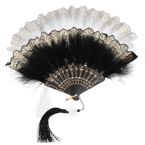 FUNOMOCYA 2 Stück Teiliges Faltbare Federfächer Handfächer mit Stickerei Chinesischer Stil Hochzeit Deko Fächer Leichte Tanz und Party Accessoires für Damen für Fotoshootings FUNOMOCYA 2 Stück Teiliges Faltbare Federfächer Handfächer mit Stickerei Chinesischer Stil Hochzeit Deko Fächer Leichte Tanz und Party Accessoires für Damen für Fotoshootings von FUNOMOCYA