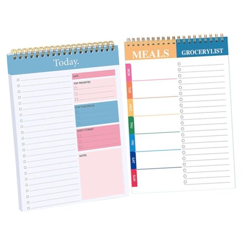 FUNOMOCYA 2 Stück Teiliges Planer notizbuch Undatiert Glattes Schreibpapier Täglicher Planer Notizblock Praktischer Memo Pad für Schüler und Büro Reißbar Leicht zu Beschreiben Vielseitig von FUNOMOCYA