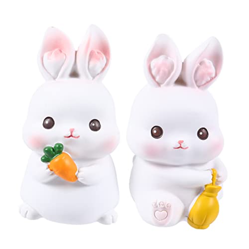FUNOMOCYA 2 Stück Teiliges Set Osterhase Deko Topper Niedliche Kaninchenfiguren für Kuchen und Tischdekoration für Ostern Feiertagsfeiern und Kindergeburtstage von FUNOMOCYA