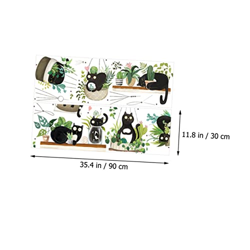 FUNOMOCYA 2 Stück Wandtattoo Katzenmotiv mit Pflanzen design Selbstklebendes Ablösbare Schlafzimmer Wandsticker für DIY Kinderzimmerdekoration Rückstandsfrei und Einfach Anzubringen von FUNOMOCYA
