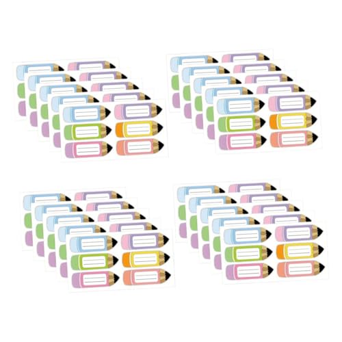 FUNOMOCYA 20 Blatt Schreibbare Namensaufkleber mit Buntstiftmotiv Selbstklebende Langlebige Etiketten für Schreibtische Schulmaterialien und Heimorganisation Vielseitig Beschriftbar und von FUNOMOCYA