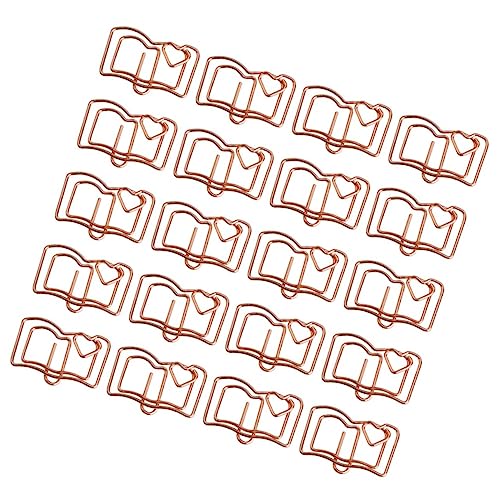 FUNOMOCYA 20 Stück Buchförmige Klammern aus Praktische Büroklammern für Notizen Fotos und Buchseiten für Scrapbooking und Bürobedarf Roségold von FUNOMOCYA