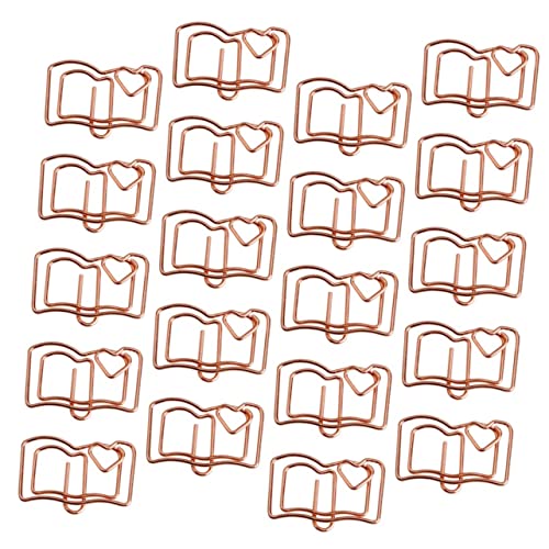 FUNOMOCYA 20 Stück Lesezeichen Clips Buchform Büroklammern Memo Halter Rosegold Buchförmige Paper Clips Stilvolle Notizklammern für Büro Schule und Zuhause von FUNOMOCYA
