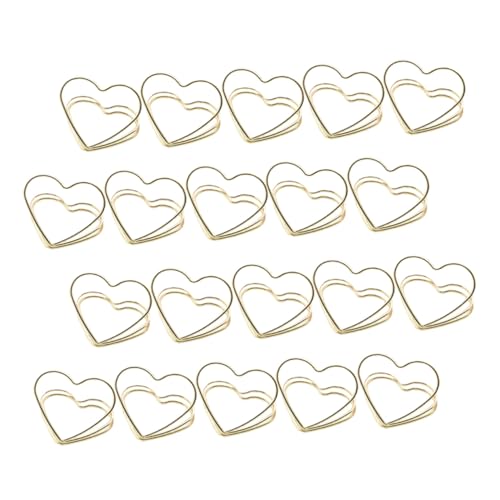FUNOMOCYA 20 Stück Metall Memo Clips Doppelter Herz Design Kartenhalter Kreative Notizklammern für Hochzeit Party Bankett in Gold von FUNOMOCYA