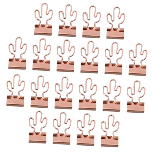 FUNOMOCYA 20 Stück Teiliges Büroklammern Praktische Aktenklammern für Papierorganisation Stabile Leichte Organizer klemmen Rosegold Cactus Design für Büro Schule Zuhause von FUNOMOCYA