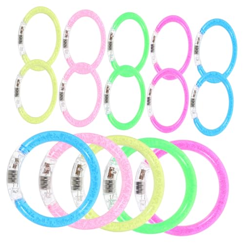 FUNOMOCYA 20 Stück Teiliges Bunte Leuchtende Armbänder aus Acryl Fluoreszierende Party Accessoires in Blau Grün Gelb Violett Leicht und Tragbar für Feierlichkeiten und Outdoor Events von FUNOMOCYA