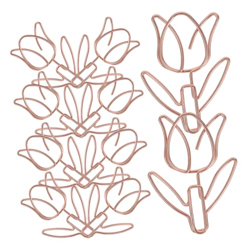 FUNOMOCYA 20 Stück Teiliges Metall Büroklammern Tulpenform Roségold Dekorative Stabile Paperclips für Schule Büro und Zuhause Leicht Tragbar Sicherer Halt Langlebig und Stilvoll FUNOMOCYA 20 Stück Teiliges Metall Büroklammern Tulpenform Roségold Dekorative Stabile Paperclips für Schule Büro und Zuhause Leicht Tragbar Sicherer Halt Langlebig und Stilvoll von FUNOMOCYA