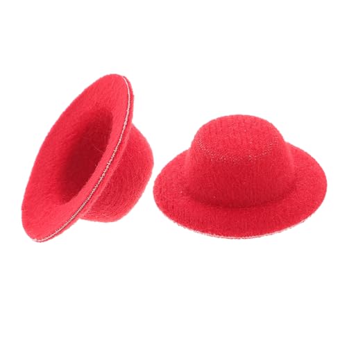 FUNOMOCYA 20 Stück Teiliges Miniatur Filzhüte in Rot Kleine Puppenhüte aus Stoff für Bastelbedarf Puppendeko Haarclips Miniaturszenen und Fotoshooting Vielseitiges Accessoire für Puppen von FUNOMOCYA
