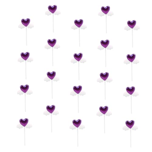 FUNOMOCYA 20 Stück Teiliges Set Herz Flügel Cake Topper Lebensmittelecht Wiederverwendbar für und Desserts Bunte Farben für Taufe und Festliche Anlässe Zufällige Farbe von FUNOMOCYA