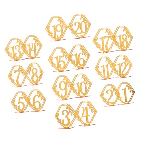 FUNOMOCYA 20 Stück Tischnummern für Hochzeiten Doppelseitig Goldene Ziffern für Catering Geburtstagsfeiern und Jubiläen von FUNOMOCYA