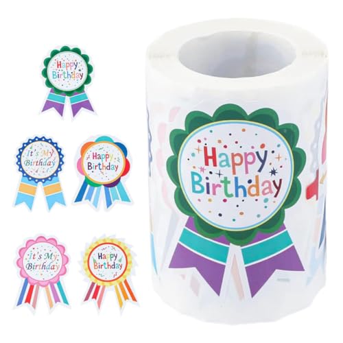 FUNOMOCYA 200 Stück Happy Birthday Abzeichen Aufkleber Selbstklebende Geburtstagsaufkleber für Karten Scrapbooking und Party Dekoration für Klassenzimmer und Feiern von FUNOMOCYA