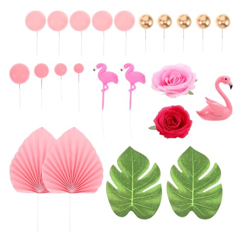 FUNOMOCYA 23 Stück Teiliges Hawaii Dekorationsset Flamingo und Palmblätter Cake Deko mit Rosa Papierfächern Metallkugeln und Rosenblüten für Tropische Hochzeiten und Luau Partys FUNOMOCYA 23 Stück Teiliges Hawaii Dekorationsset Flamingo und Palmblätter Cake Deko mit Rosa Papierfächern Metallkugeln und Rosenblüten für Tropische Hochzeiten und Luau Partys von FUNOMOCYA